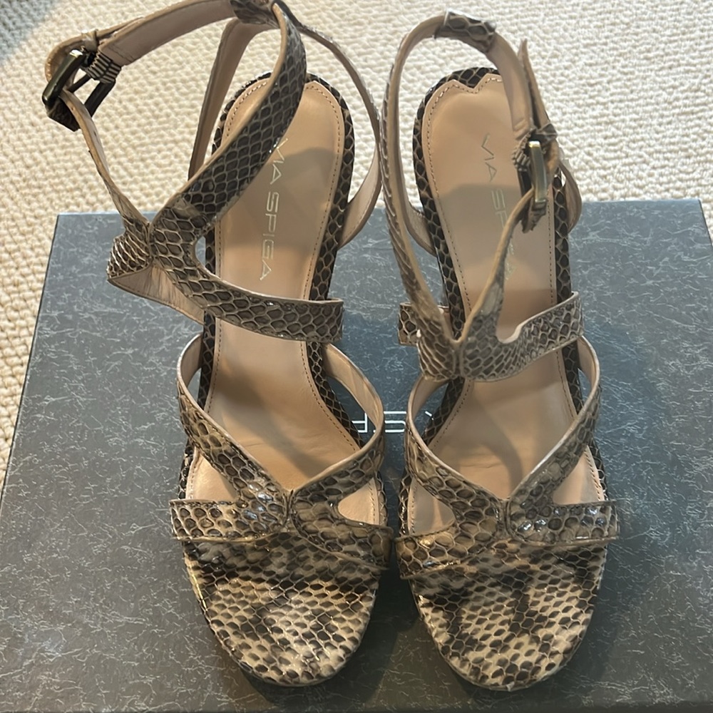 Natural Python Wedge Sandals - image 3